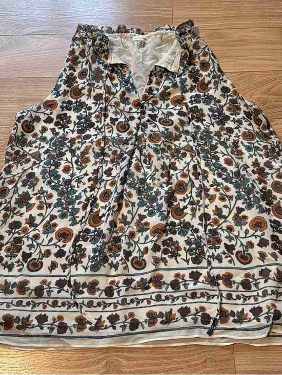 Max Studio Tops - Max Studio Cream Floral Tunic with Green & Brown Motif